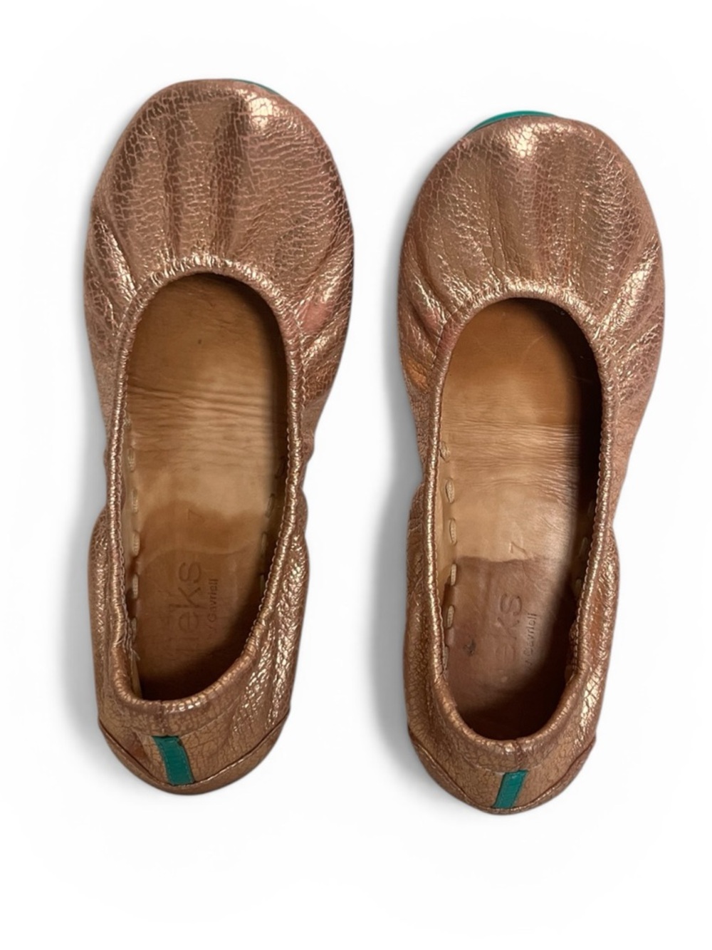 Tieks Rose Gold Leather size 7 Ballet Flats Women’s Foldable Travel Shoes